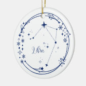 Kerst Aangepaste Naam Weegschaal Zodiac Teken Blau Keramisch Ornament (Links)