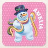 Kerst aangepaste onderzetter Snowman winter wonder (Voorkant)