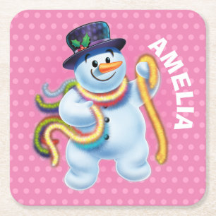Kerst aangepaste onderzetter Snowman winter wonder