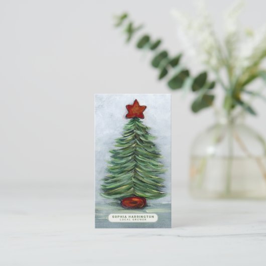 Kerst Aangepaste QR-code Scannable Holiday Visitekaartje (Staand voorkant)