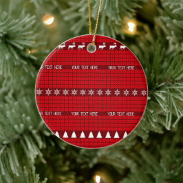 Kerst Aangepaste Tekst Rood Wit Gebreide Trui Keramisch Ornament