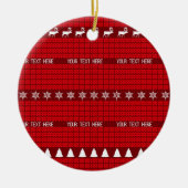 Kerst Aangepaste Tekst Rood Wit Gebreide Trui Keramisch Ornament (Voorkant)