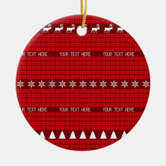 Kerst Aangepaste Tekst Rood Wit Gebreide Trui Keramisch Ornament (Voorkant)