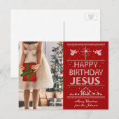 Kerst Aanpassen Happy Birthday Jesus Christelijk Feestdagenkaart (Voorkant / Achterkant)