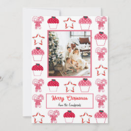 Kerst Aardbei Cupcakes & suikerriet Feestdagenkaart