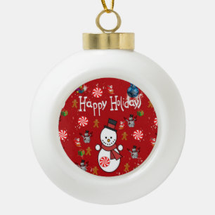 Kerst aardewerk bal ornament, Sneeuwman Keramische Bal Ornament