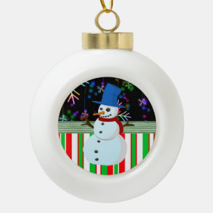 Kerst aardewerk bal ornament, Sneeuwman Keramische Bal Ornament