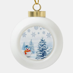 Kerst aardewerk bal ornament, Sneeuwman Keramische Bal Ornament