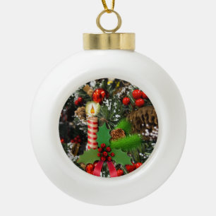 Kerst aardewerk balornament, kaars keramische bal ornament