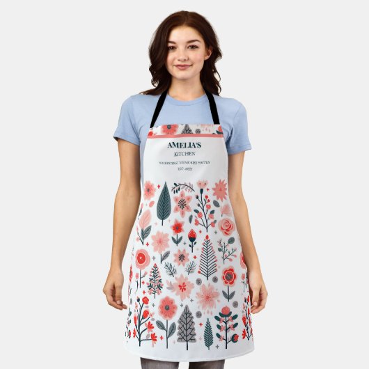 Kerst Abstracte bomen, Botanische Kerst Schort (Gedragen)