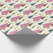 Kerst abstracte bomen in mid-century modern stijl cadeaupapier (Hoek)