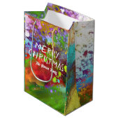 Kerst abstracte kunst rood en groen op maat medium cadeauzakje (Voorkant Gekanteld)