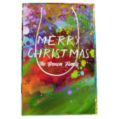 Kerst abstracte kunst rood en groen op maat medium cadeauzakje (Voorkant)