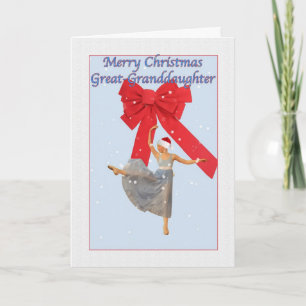 Kerst, achterkleindochter, ballerina feestdagen kaart