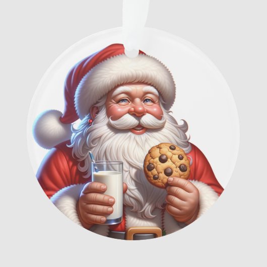 Kerst Acryl Ornament Kerstman Koekjes en Melk (voorkant)