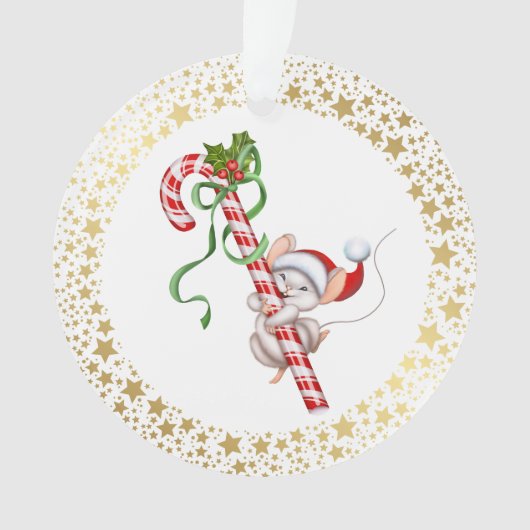 Kerst Acryl Ornament-Santa Muis Ornament (voorkant)