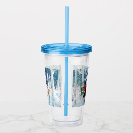 Kerst Acryl Tumbler Gelukkige Pinguïn - Grappig Acryl Drinkbeker (Rechts)