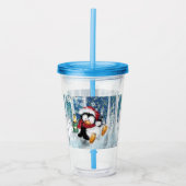 Kerst Acryl Tumbler Gelukkige Pinguïn - Grappig Acryl Drinkbeker (Voorkant)