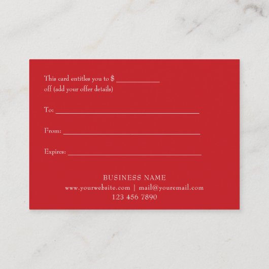 Kerst Activiteiten Sneeuwvlokken Cadeaubewijs Kortingskaartje (Achterkant)