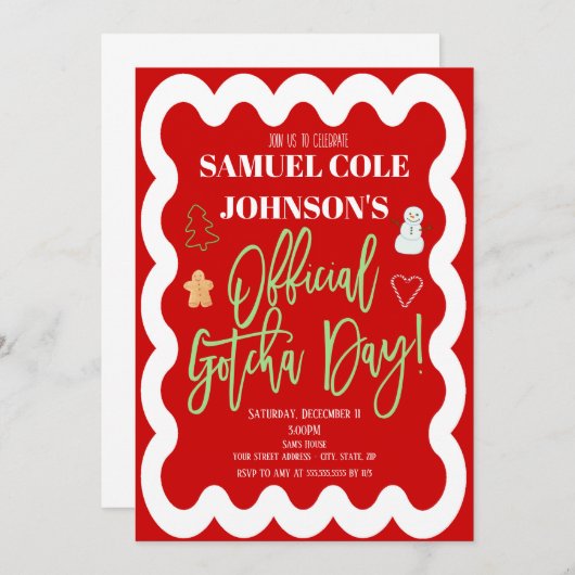 Kerst Adoptie Feest Uitnodiging (Voorkant / Achterkant)