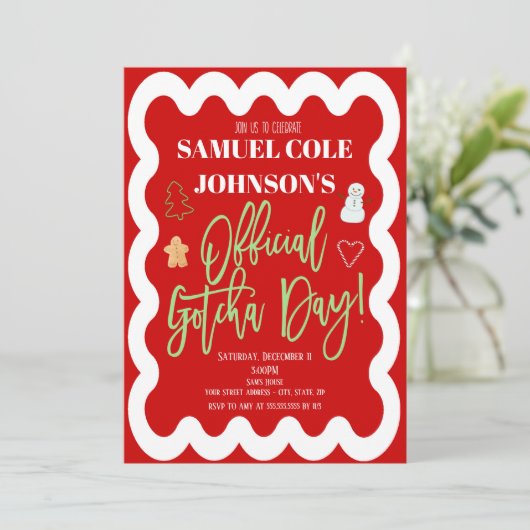 Kerst Adoptie Viering Uitnodiging (Staand voorkant)