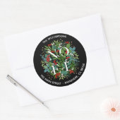 Kerst-adres NOEL met groen en bessen Ronde Sticker (Envelop)
