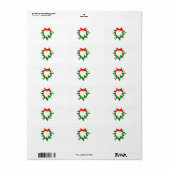 Kerst Adresetiketten KERST HOLLY Etiket (Full Sheet)