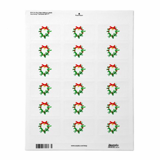 Kerst Adresetiketten KERST HOLLY Etiket (Full Sheet)