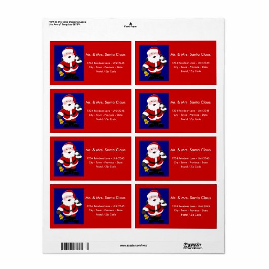 Kerst Adresetiketten - Santa Etiket (Full Sheet)