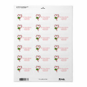 Kerst-adreslabel voor snoepsuikerriet etiket (Full Sheet)