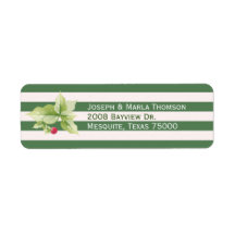 Kerst-adreslabels met Strepen en Hulst