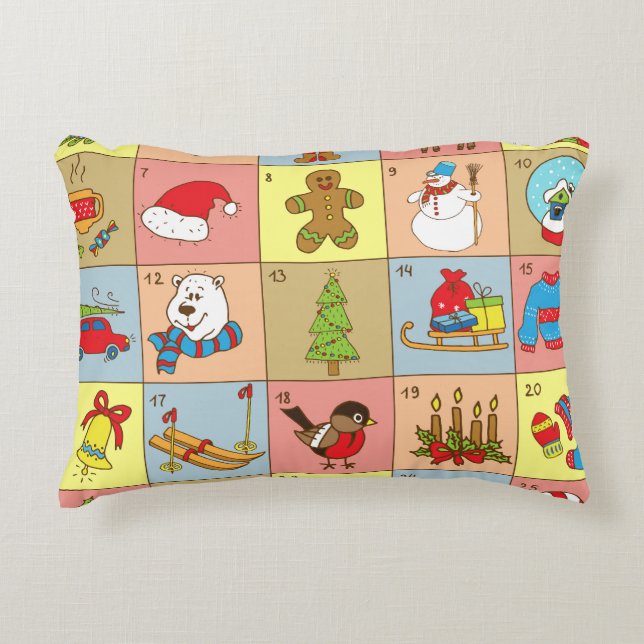 Kerst Advent: Doodle Element Collectie Accent Kussen (Voorkant)