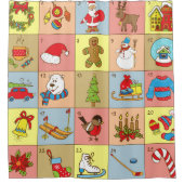 Kerst Advent: Doodle Element Collectie Douchegordijn (Voorkant)