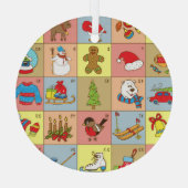 Kerst Advent: Doodle Element Collectie Glas Ornament (Achterkant)