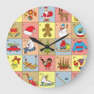 Kerst Advent: Doodle Element Collectie Grote Klok