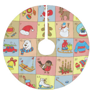 Kerst Advent: Doodle Element Collectie Kerstboom Rok