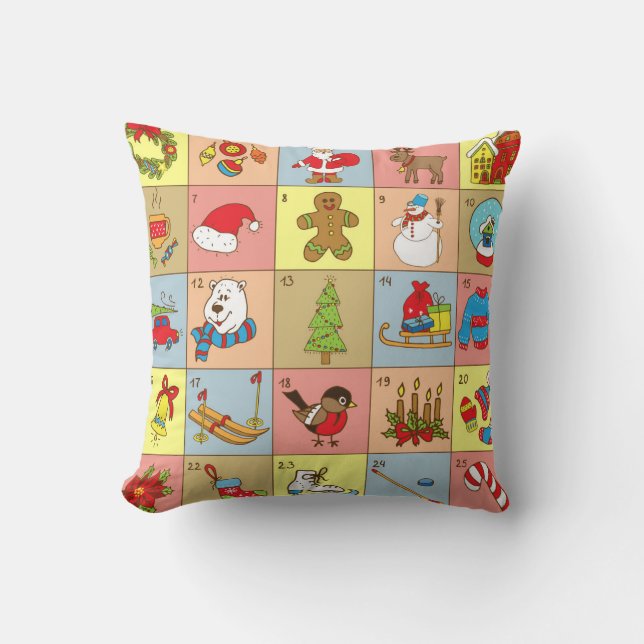 Kerst Advent: Doodle Element Collectie Kussen (Voorkant)