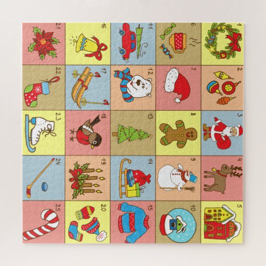 Kerst Advent: Doodle Element Collectie Legpuzzel (Horizontaal)