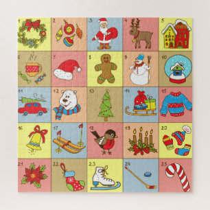 Kerst Advent: Doodle Element Collectie Legpuzzel