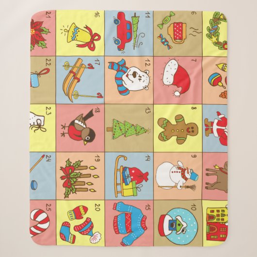 Kerst Advent: Doodle Element Collectie Sherpa Deken (Voorkant)