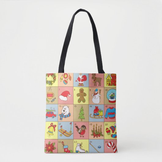 Kerst Advent: Doodle Element Collectie Tote Bag (Voorkant)