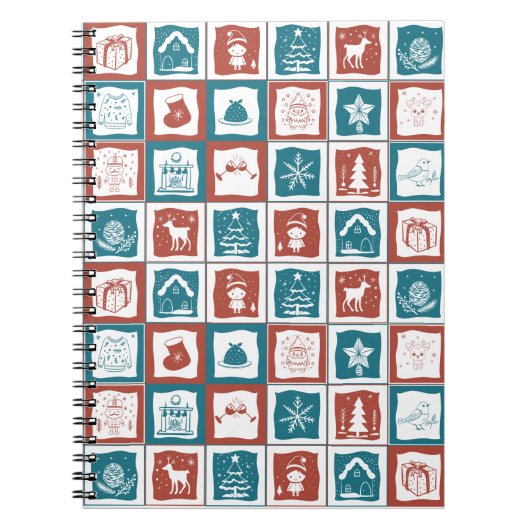 Kerst Advent geïnspireerd mozaïek betegeld Notitieboek (Voorkant)