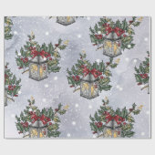 Kerst Advent Lantaarn Patroon Cadeaupapier (Vlak)
