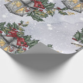 Kerst Advent Lantaarn Patroon Cadeaupapier (Hoek)