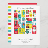 Kerst Adventkalender Cartoon stijl Feestdagenkaart (Voorkant / Achterkant)