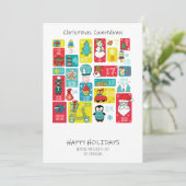 Kerst Adventkalender Cartoon stijl Feestdagenkaart (Staand voorkant)