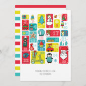 Kerst Adventkalender Cartoonstijl Kerstmis Feestdagenkaart (Voorkant / Achterkant)