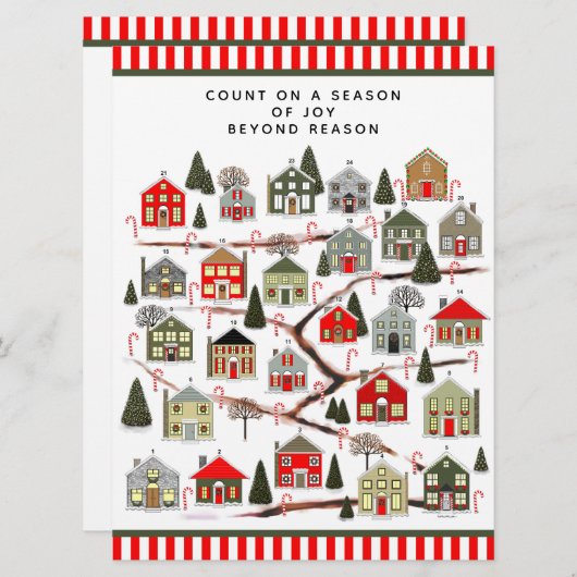 Kerst Adventkalender Kaarten (Voorkant / Achterkant)