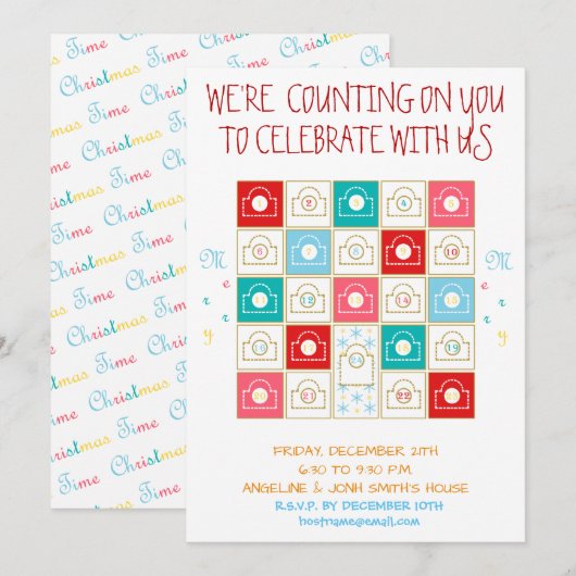 Kerst adventkalender personaliseren kaart (Voorkant / Achterkant)