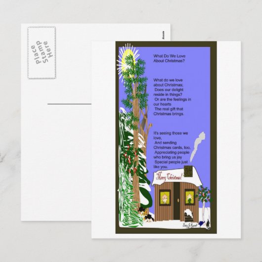 Kerst afbeelding met gedicht feestdagenkaart (Voorkant / Achterkant)